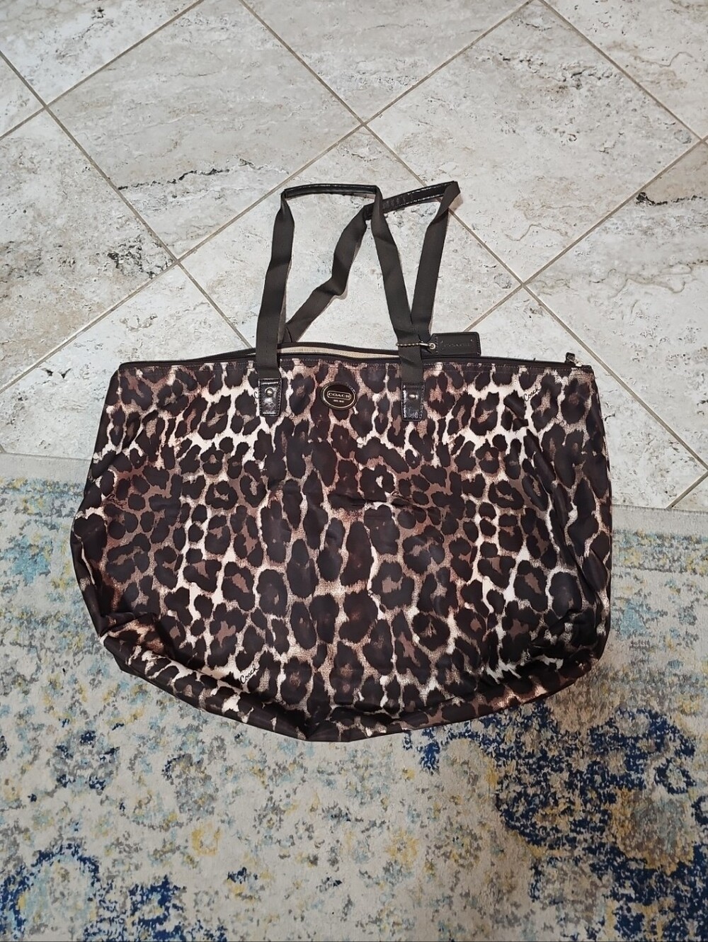 COACH Leopard Nylon Extra Large Tote Bag